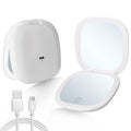 Qidoe Compact LED Travel Mirror — 1x/10x Magnification, 3 Lighting Modes, USB-C Rechargeable
