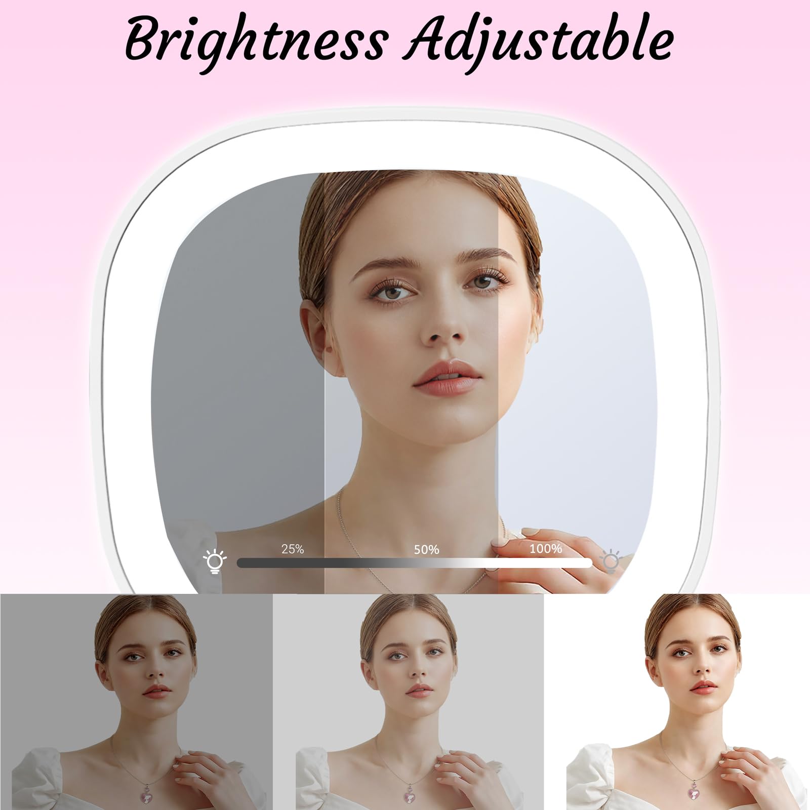 Qidoe Compact LED Travel Mirror — 1x/10x Magnification, 3 Lighting Modes, USB-C Rechargeable