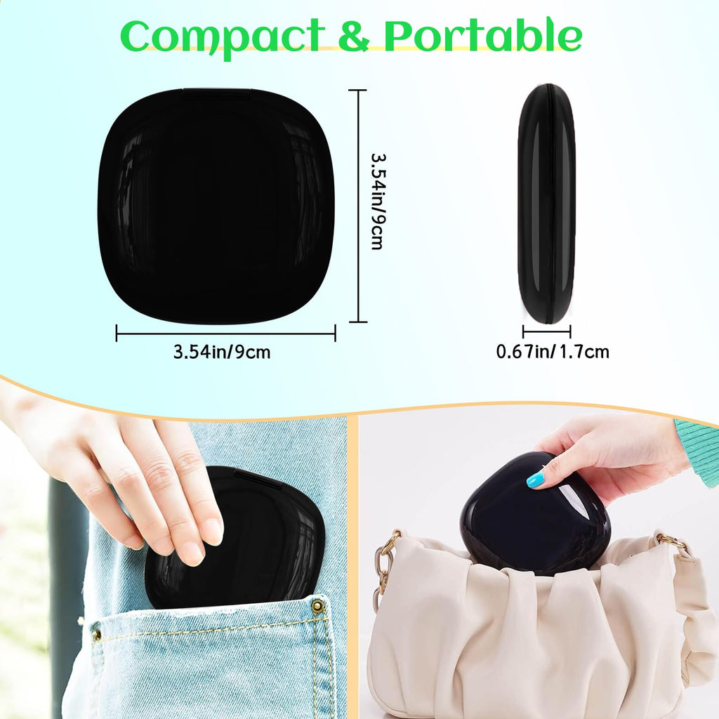 Qidoe Compact Travel Makeup Mirror – 1x/10x Magnification, Dimmable USB-C Rechargeable