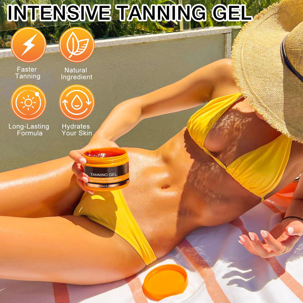 QiFind Luxury Intensive Tanning Gel – Natural Tan Accelerator for Sunbeds & Outdoor Sun