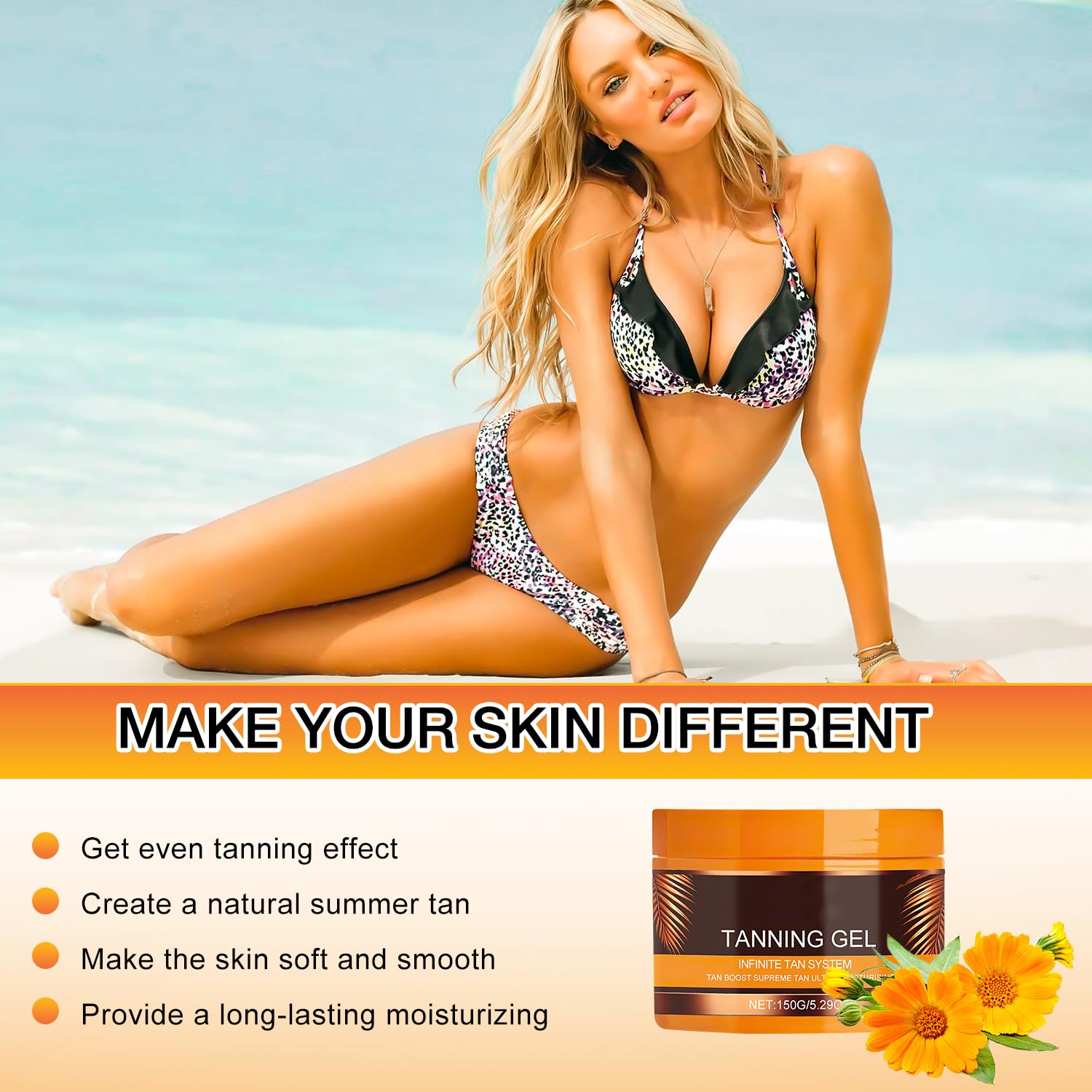 QiFind Luxury Intensive Tanning Gel – Natural Tan Accelerator for Sunbeds & Outdoor Sun