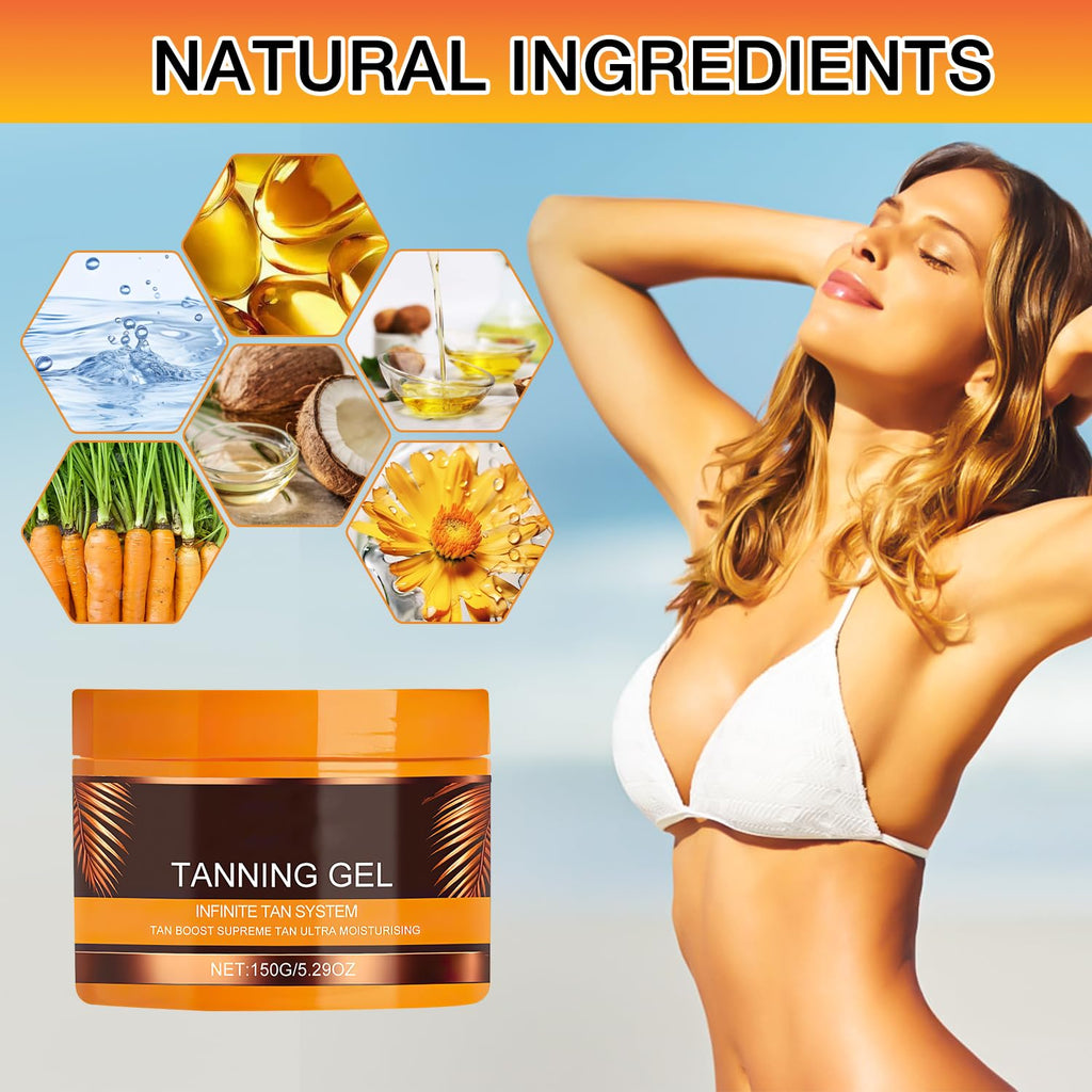 QiFind Luxury Intensive Tanning Gel – Natural Tan Accelerator for Sunbeds & Outdoor Sun