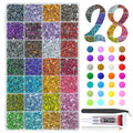 qiipii 28-Color 3mm Crystal Resin Rhinestones with B7000 Glue – Flatback SS10 for Nails, Eyes, Face, Crafts