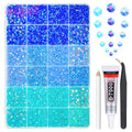 qiipii 3-Color Blue AB Jelly Resin Rhinestones (2–6mm) with B7000 Glue