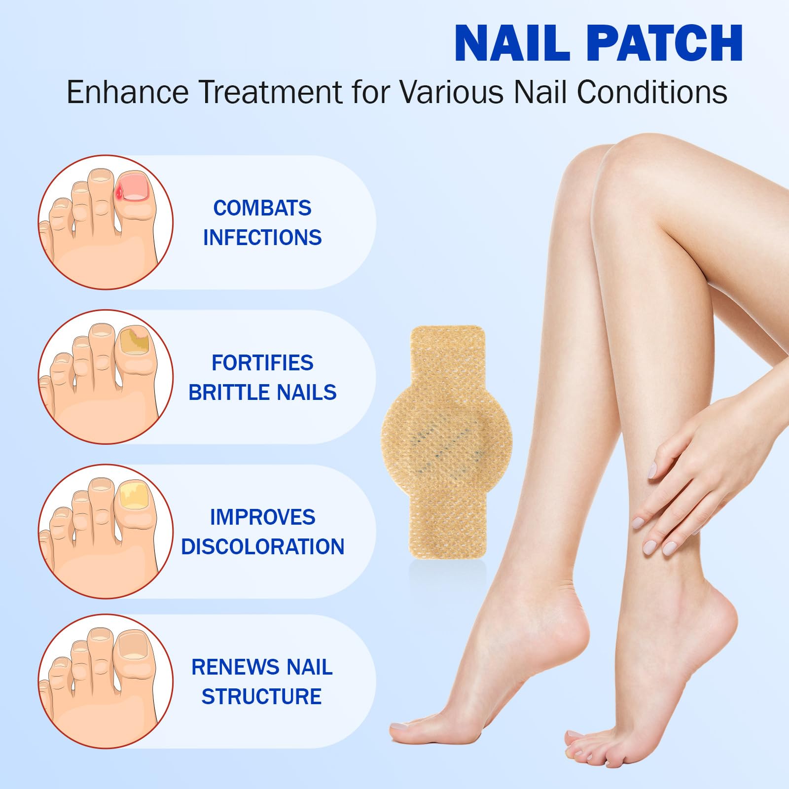 Qing Yo Nail Patches – 21 Pcs Overnight Nail Repair, Extra-Strength Patches for Thick, Discolored Nails