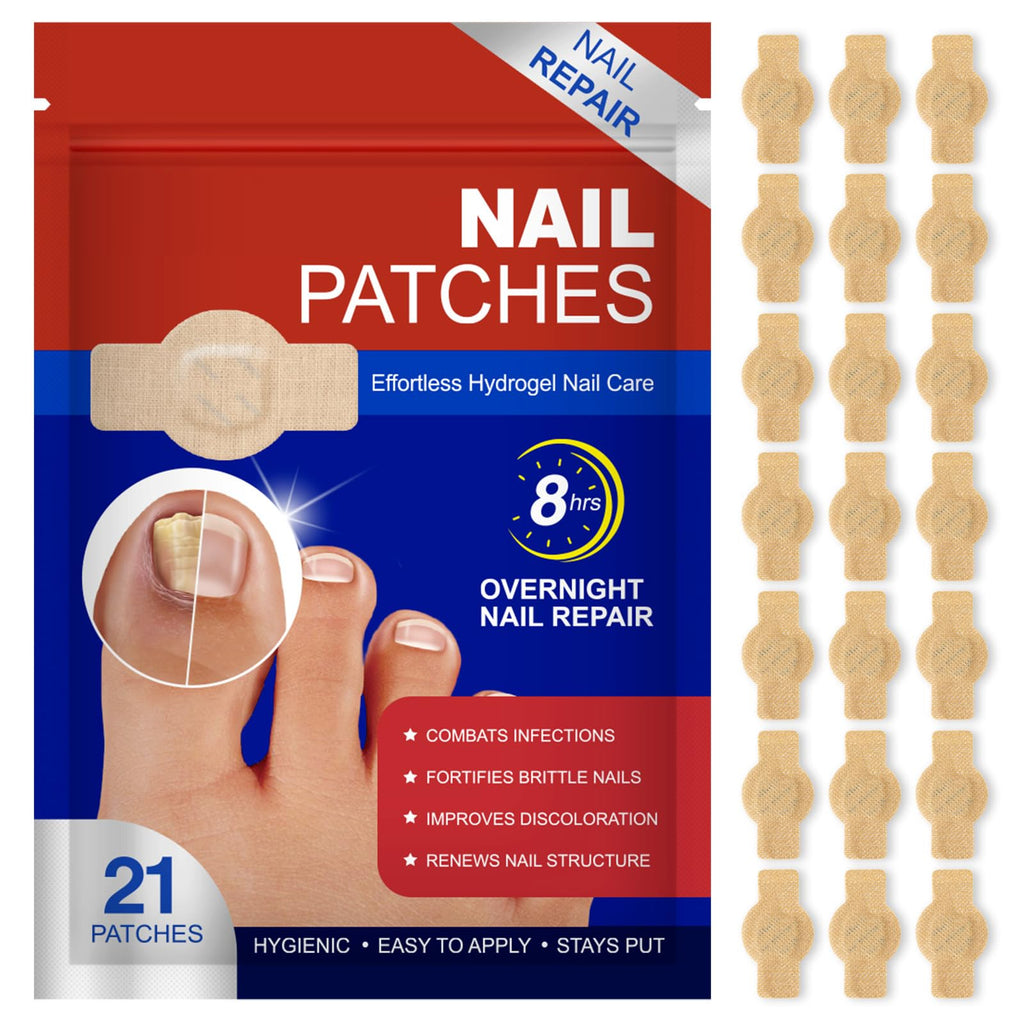 Qing Yo Nail Patches – 21 Pcs Overnight Nail Repair, Extra-Strength Patches for Thick, Discolored Nails