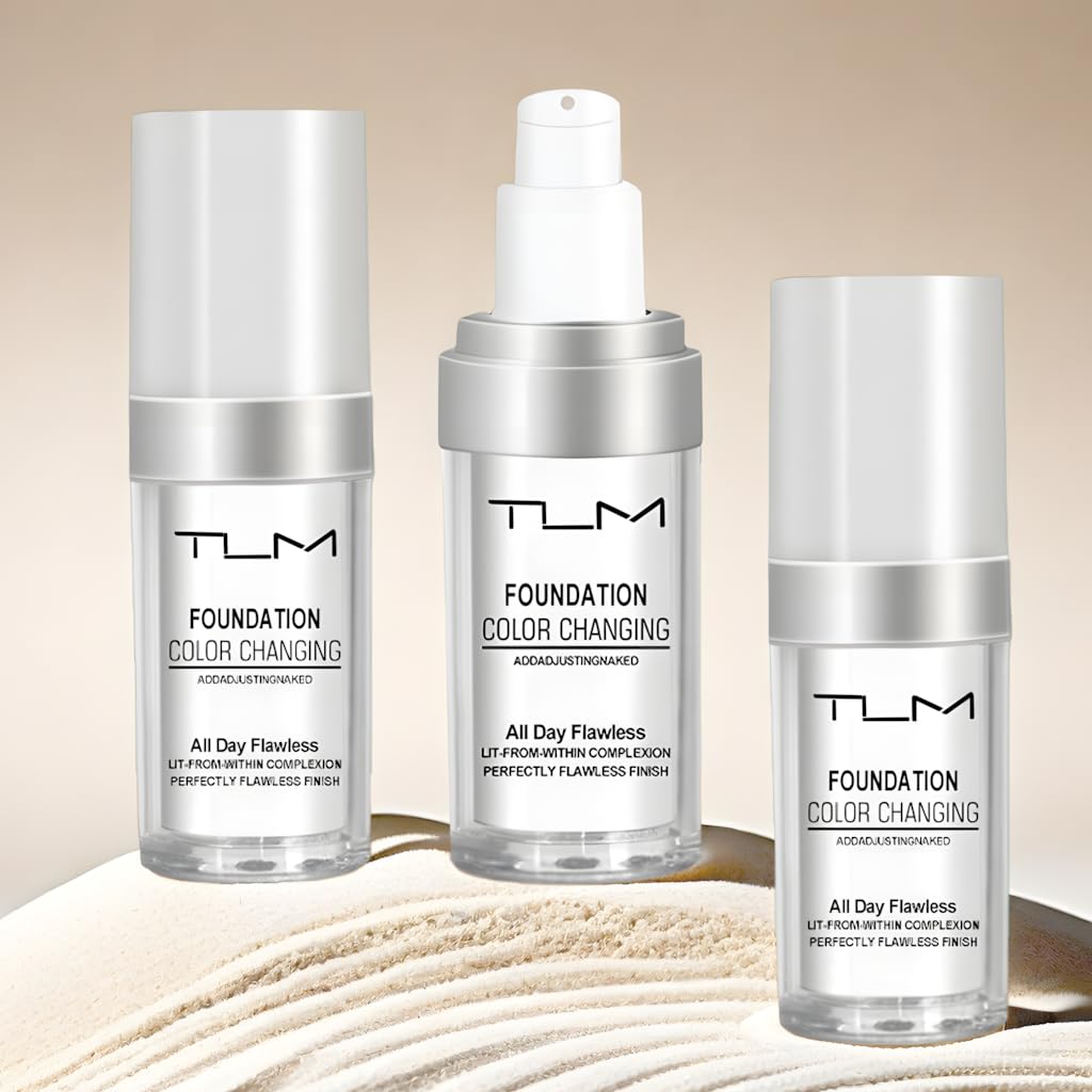 QINGFANGLI 3-Pack TLM Color Changing Foundation Liquid Base SPF15 — All-Day Flawless