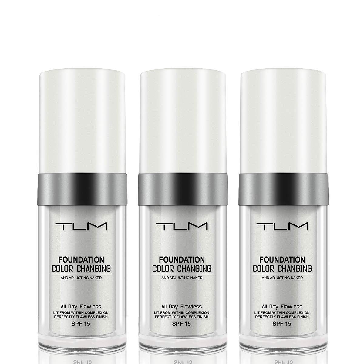 QINGFANGLI 3-Pack TLM Color Changing Foundation Liquid Base SPF15 — All-Day Flawless