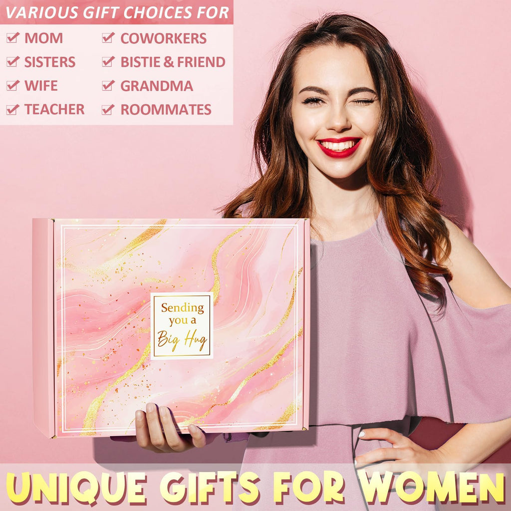 Qinline Birthday Gifts for Women – Spa Kit, Get Well Soon Gift Basket, Rose Relaxation Set with 40 oz Tumbler