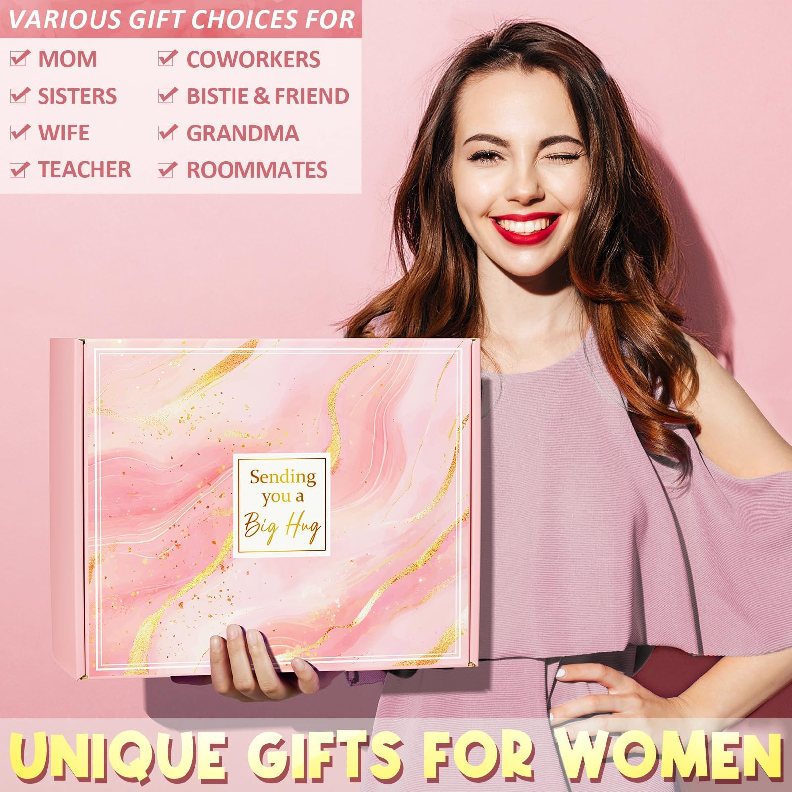 Qinline Birthday Gifts for Women – Spa Kit, Get Well Soon Gift Basket, Rose Relaxation Set with 40 oz Tumbler