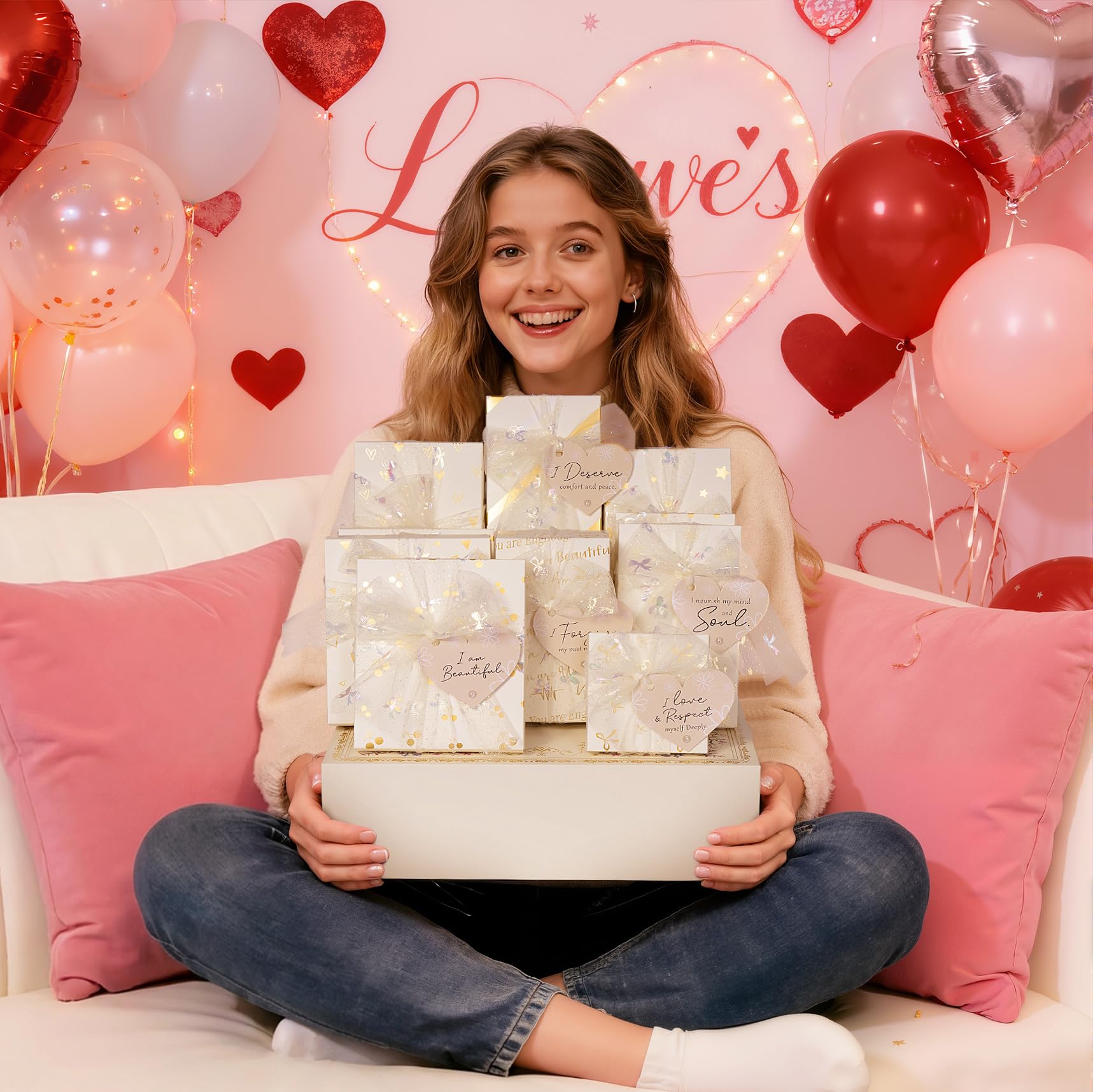Qinline Teen Girl Gifts – Trendy Makeup Gift Set with 10 Affirmations & Empowering Challenges