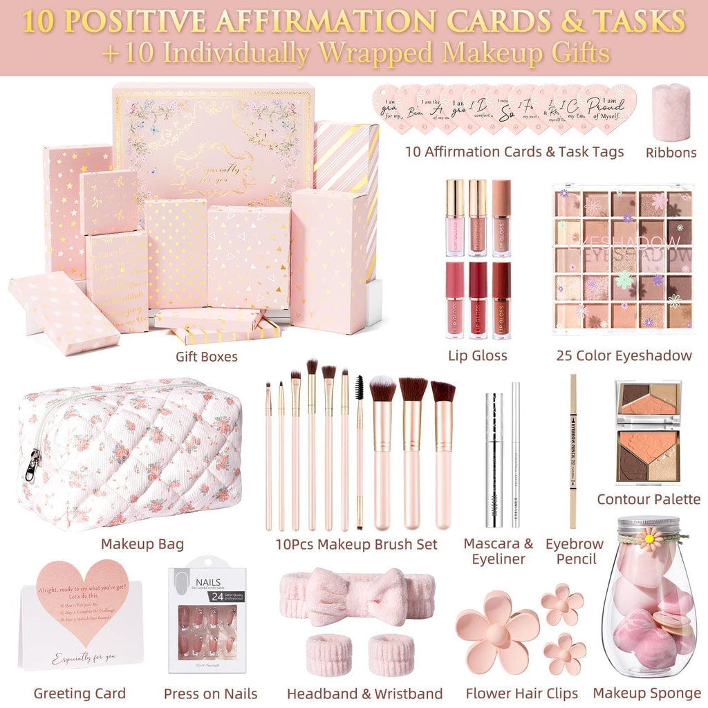 Qinline Teen Girl Gifts: 10 Affirmations & Empowering Makeup Gift Set