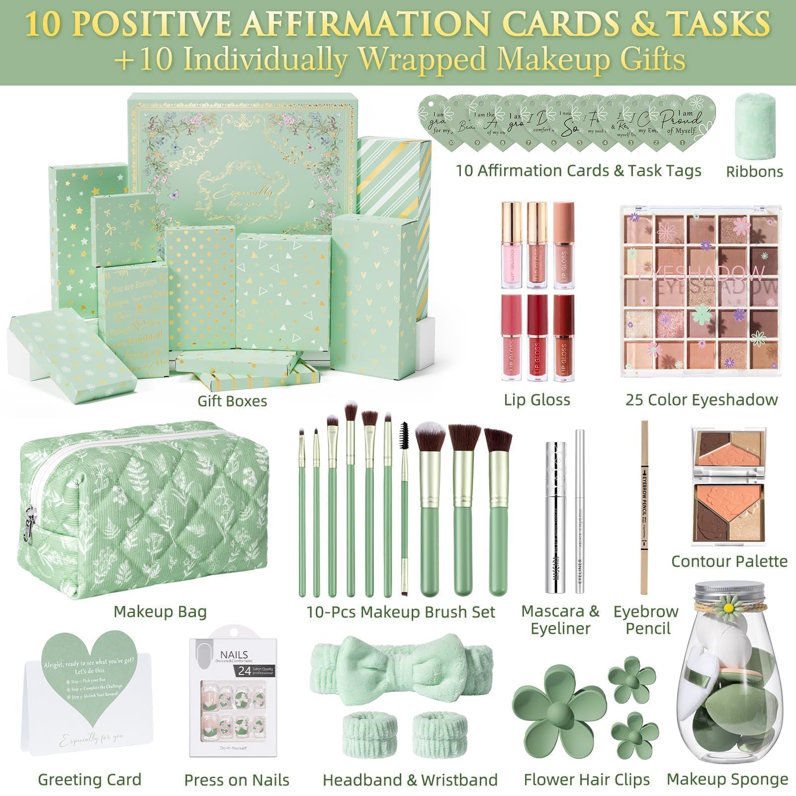 Qinline Teen Gifts Box – Trendy Stuff, 10 Affirmation Cards & Empowering Challenges