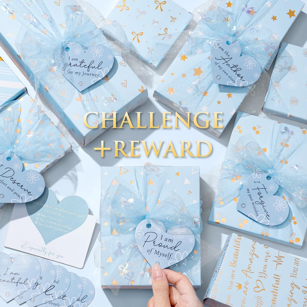 Qinline Teen Girl Gifts — 10 Positive Affirmation Cards & Empowering Challenges Gift Set
