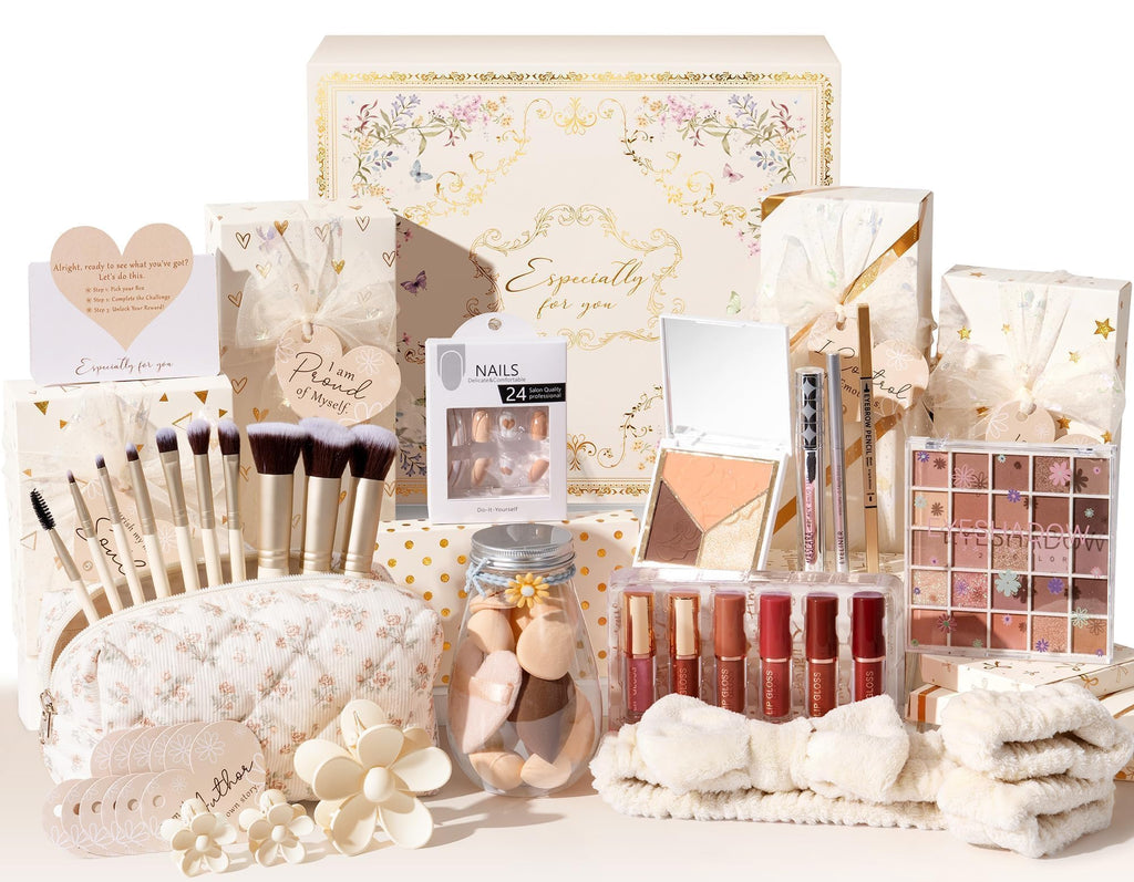 Qinline Teen Girl Gifts – Trendy Makeup Gift Set with 10 Affirmations & Empowering Challenges
