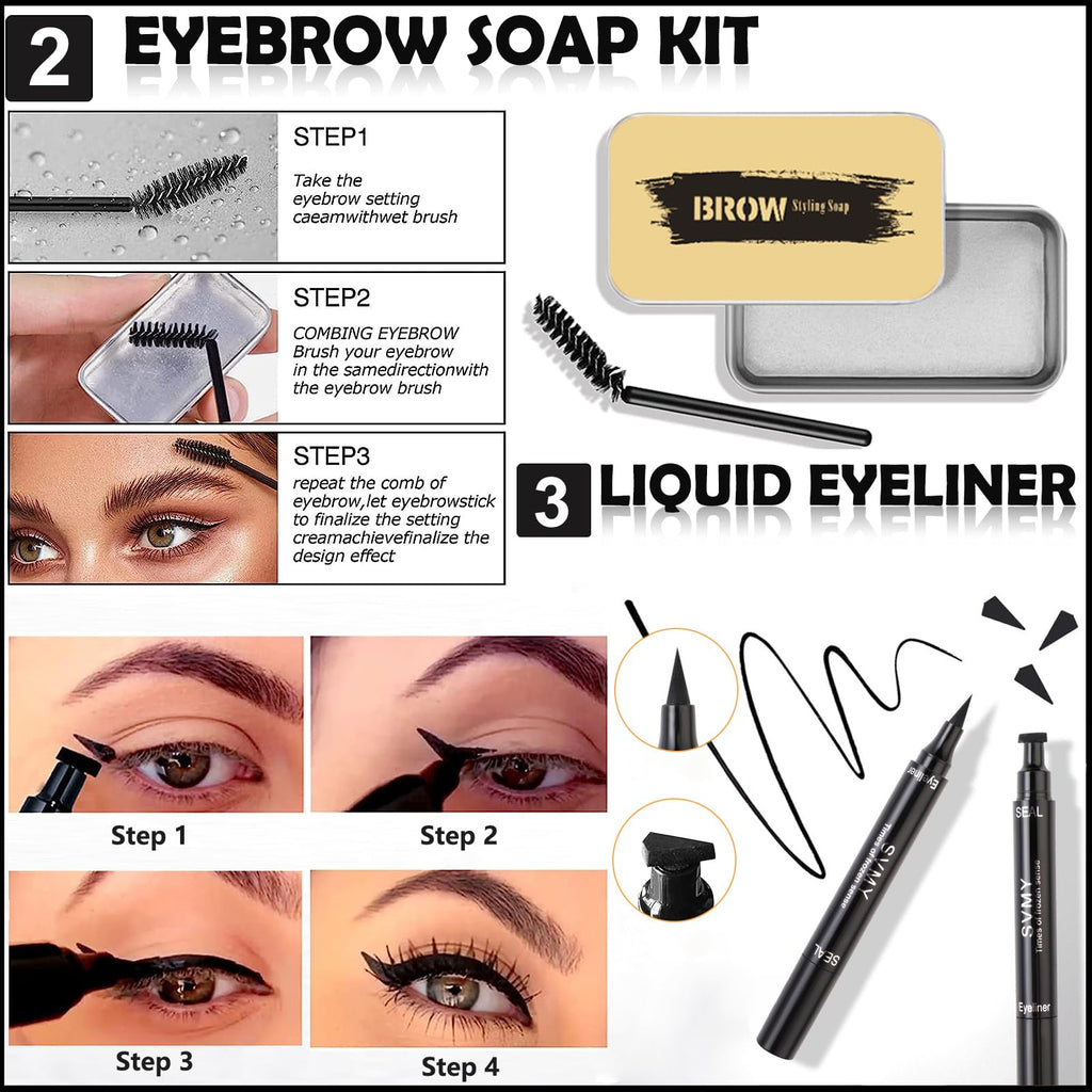 QIONG All in One Makeup Kit for Women – 16-Color Eyeshadow, Waterproof Mascara & Eyeliner