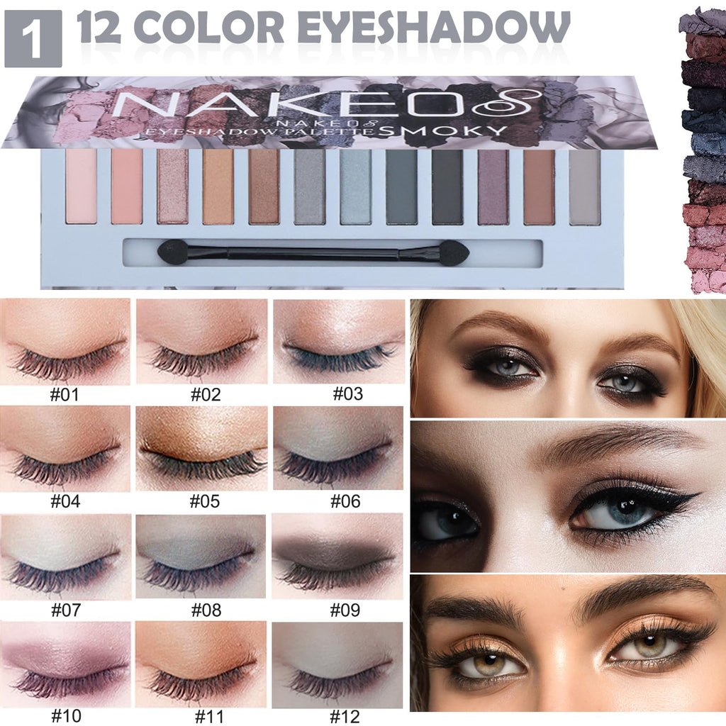 QIONG All in One Makeup Kit for Women – 16-Color Eyeshadow, Waterproof Mascara & Eyeliner