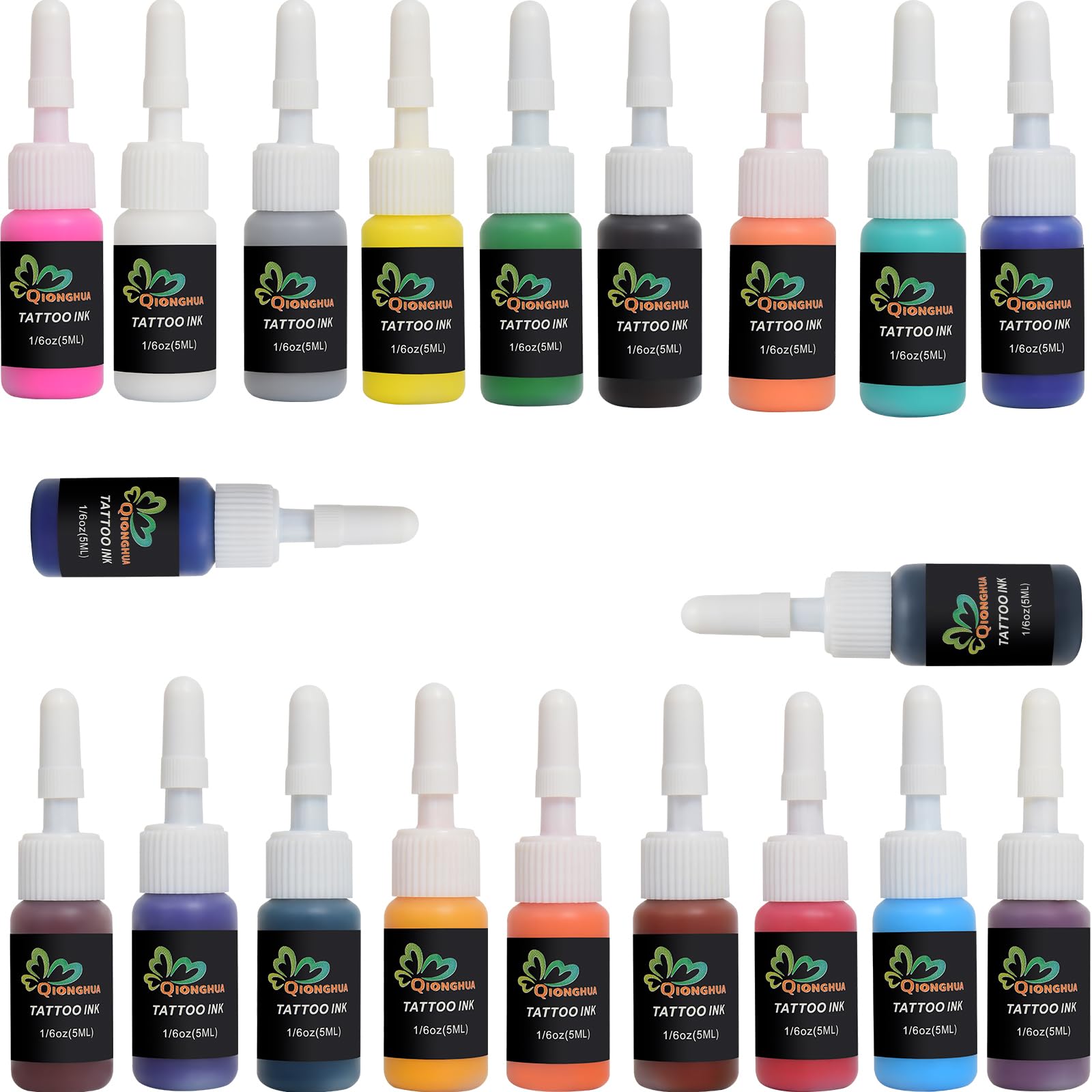 QIONGHUA Ink Set – 20 Colors (5ml) Pigment Kit for Outlining & Shading