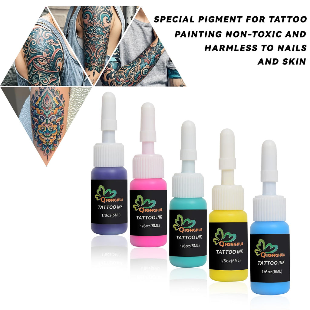 QIONGHUA Tattoo Ink Set - 14 Colors, 5ml Bottles | Professional Tattoo Kit
