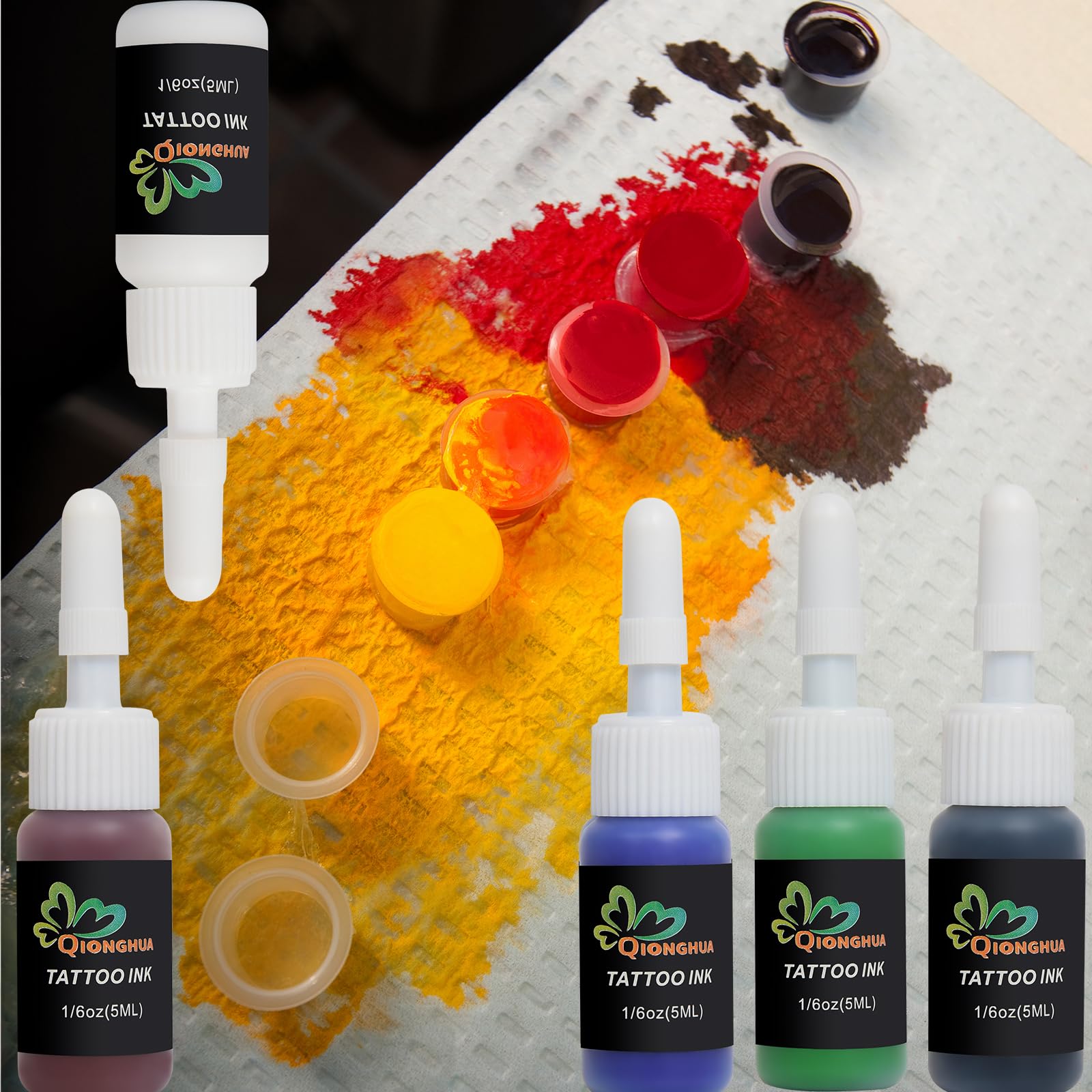 QIONGHUA Tattoo Ink Set - 14 Colors, 5ml Bottles | Professional Tattoo Kit