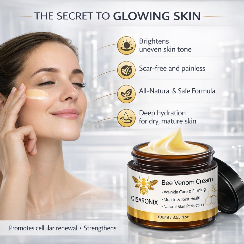 QISARONIX Bee Venom Cream 2-Pack – Lightweight Daily Moisturizer for Face, Neck & Body