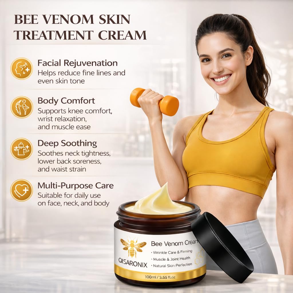 QISARONIX Bee Venom Cream 2-Pack – Lightweight Daily Moisturizer for Face, Neck & Body