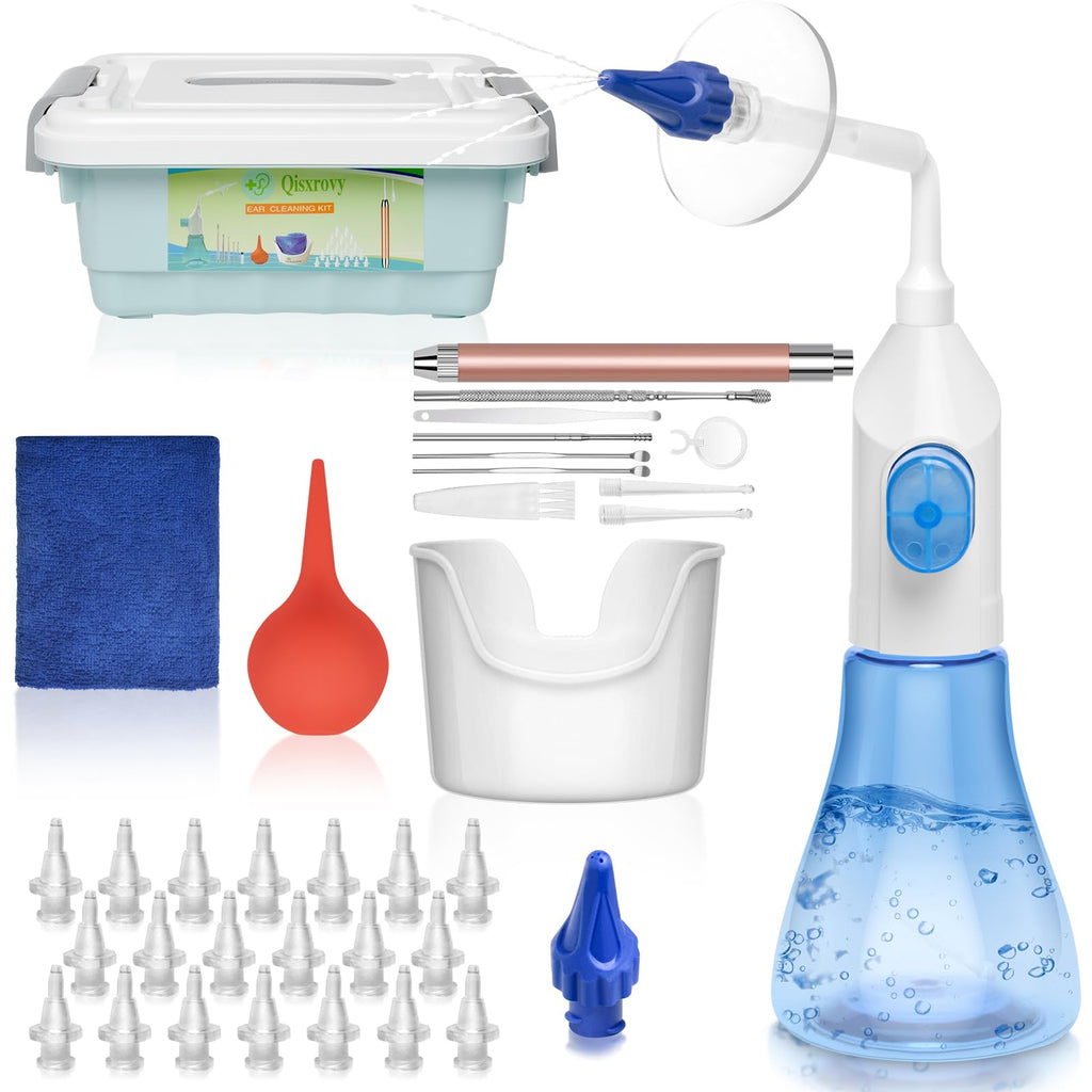 QISXROVY Self-Operated Ear Wax Removal Kit with LED Otoscope – Home Ear Cleaning (Blue Box)
