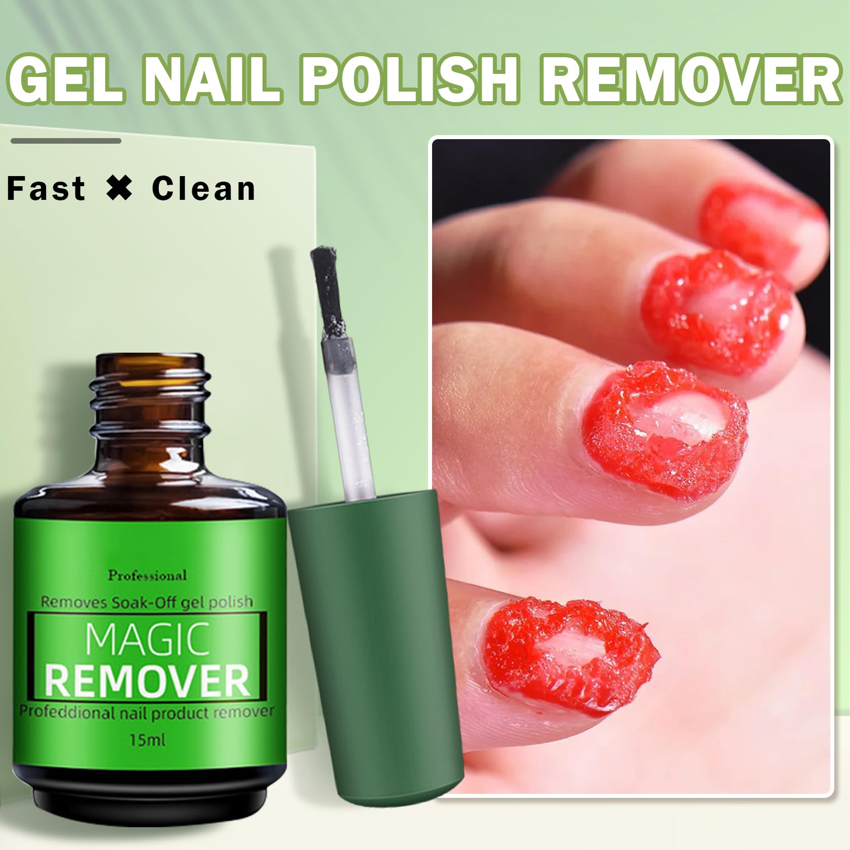 QIUFSSE Magic Remover Gel Polish - 3PCS Gel Nail Remover (15ML)