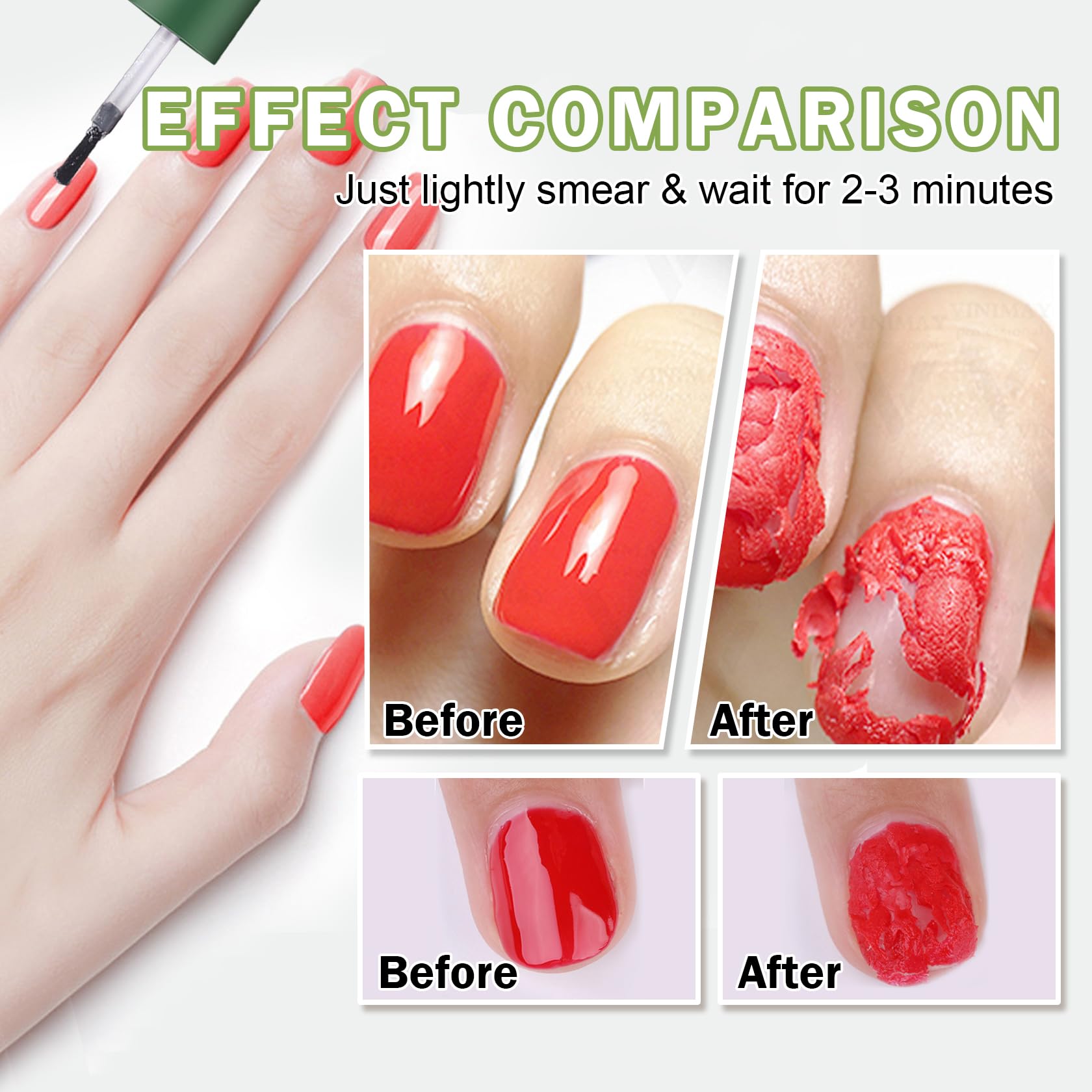 QIUFSSE Magic Remover Gel Polish - 3PCS Gel Nail Remover (15ML)