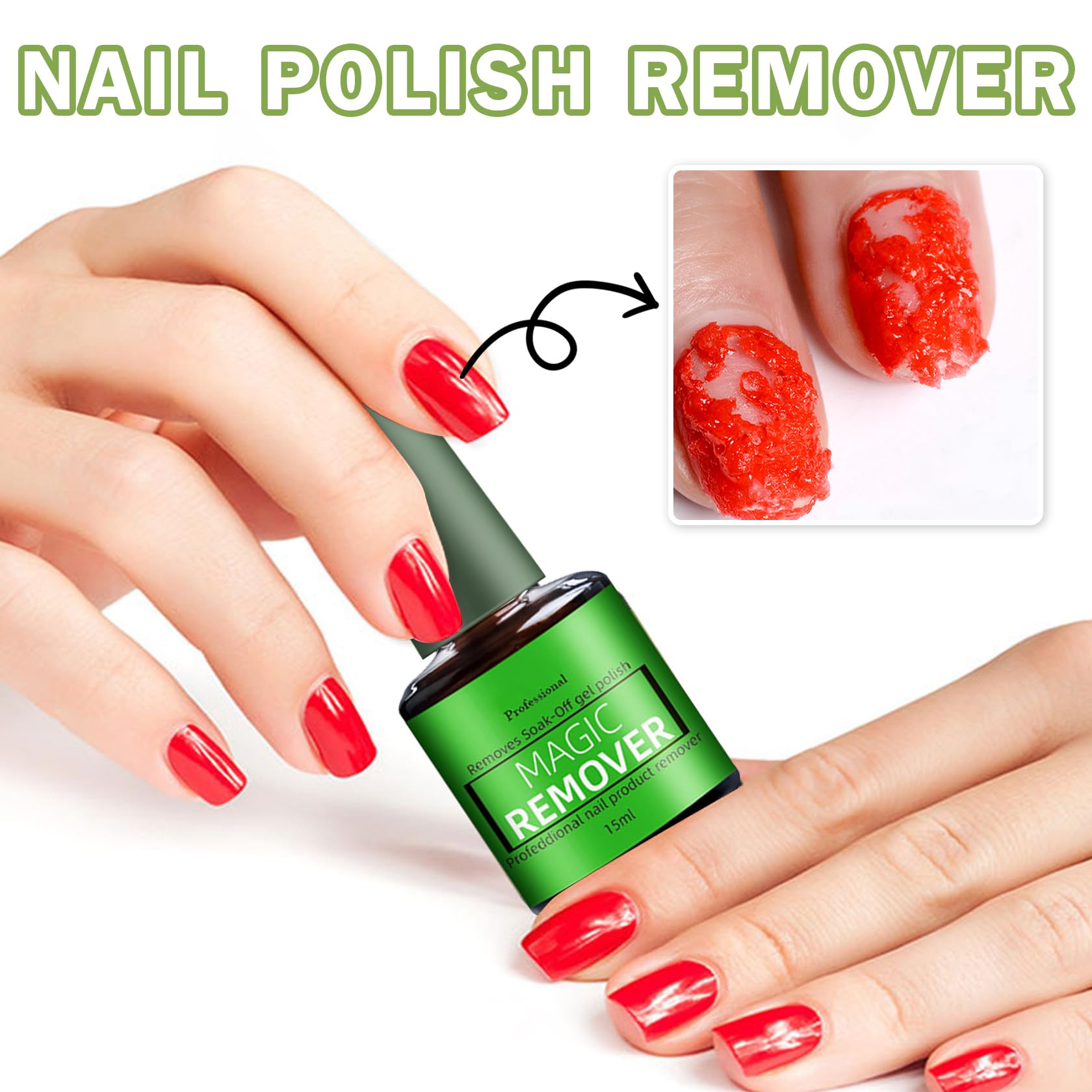 QIUFSSE Magic Remover Gel Polish - 3PCS Gel Nail Remover (15ML)