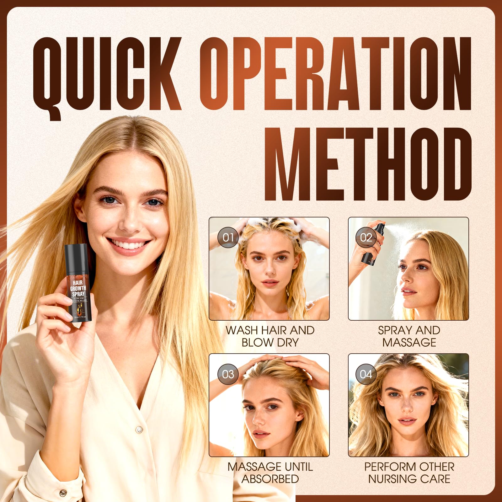 Qiyvipo Hair Growth Spray & Oil Spray – Biotin, Ginger, He Shou Wu, Castor Oil – 50ml