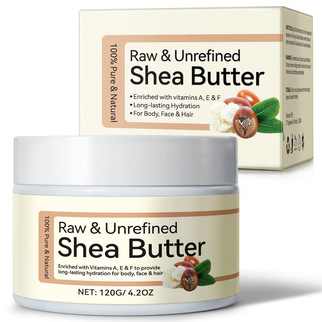 QJCWXIAOX Raw & Unrefined Shea Butter – Pure Vitamins & Deep Hydration for Skin, Hair & DIY