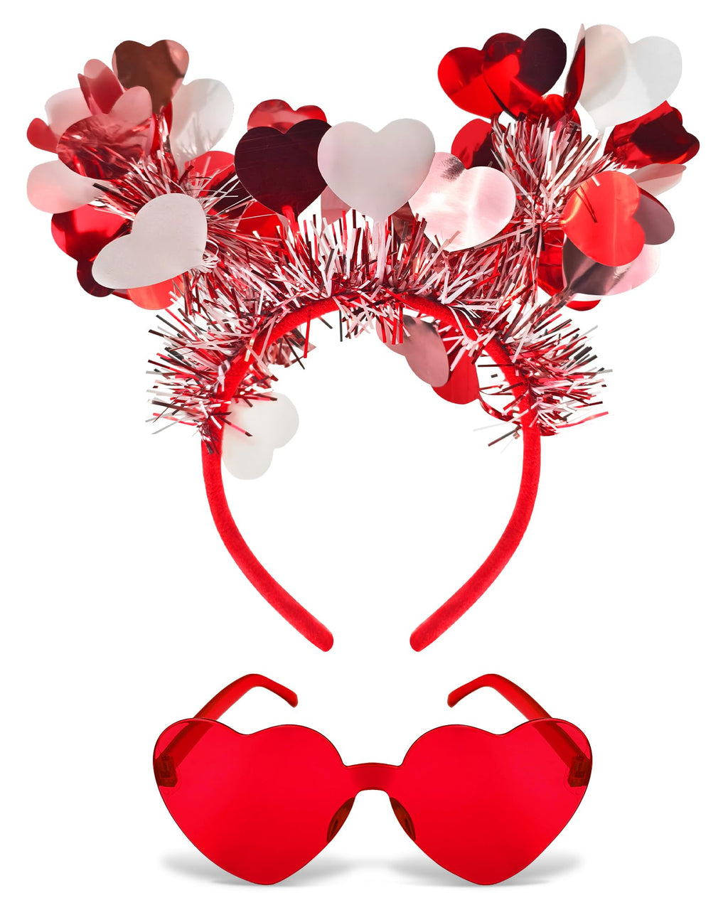 QLINLEAF Valentines Heart Headband & Heart Sunglasses – Party Accessories