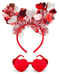 QLINLEAF Valentines Heart Headband & Heart Sunglasses – Party Accessories