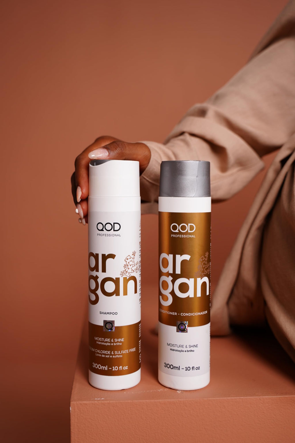 QoD PRO Argan Hair Care Set – Shampoo, Conditioner & Argan Oil Serum | Deep Hydration, Frizz Control & Shine