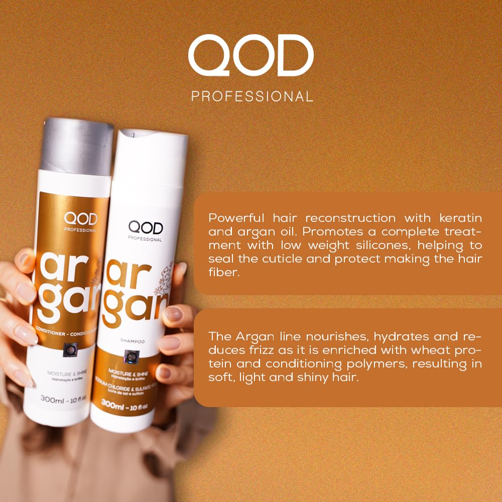 QoD PRO Argan Hair Care Set – Shampoo, Conditioner & Argan Oil Serum | Deep Hydration, Frizz Control & Shine
