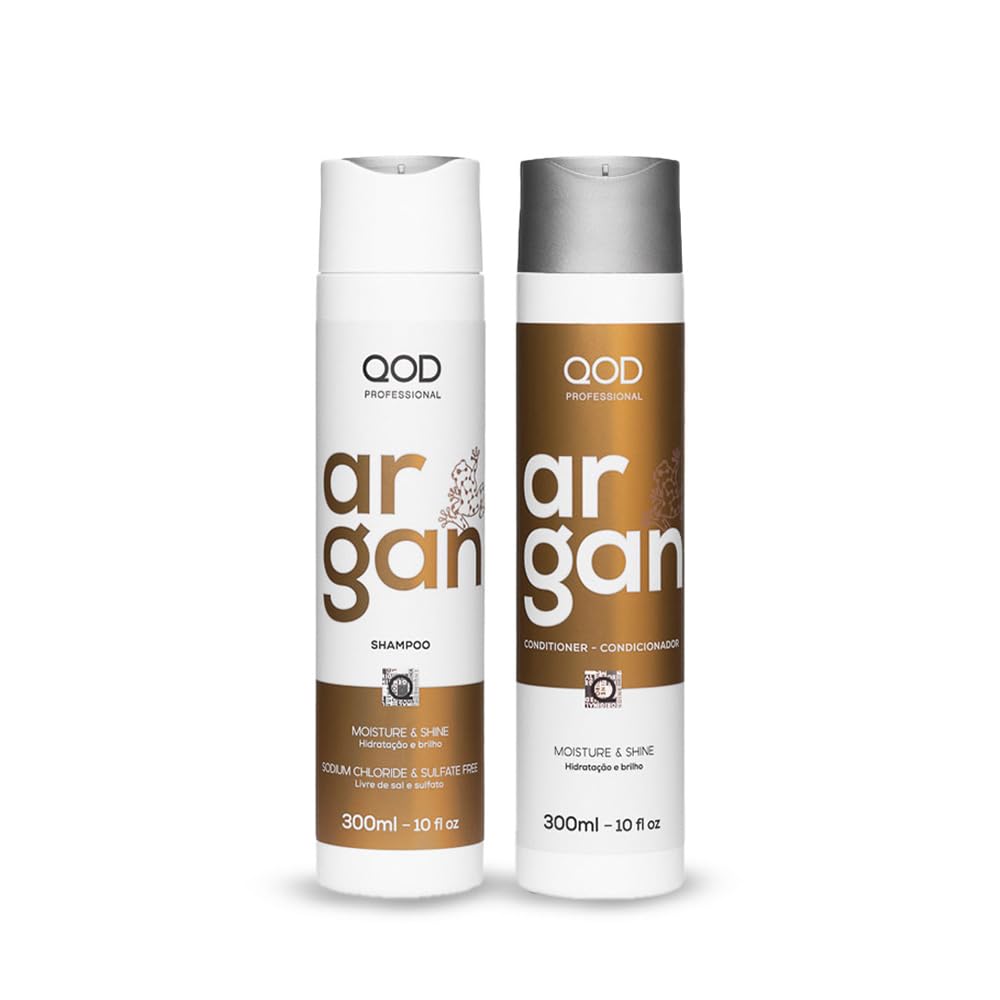 QoD PRO Argan Hair Care Set – Shampoo, Conditioner & Argan Oil Serum | Deep Hydration, Frizz Control & Shine