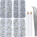 QOGIR 10000 Pieces Mixed Size Clear Hotfix Rhinestones – 4 Boxes with Tweezers & Picking Pen