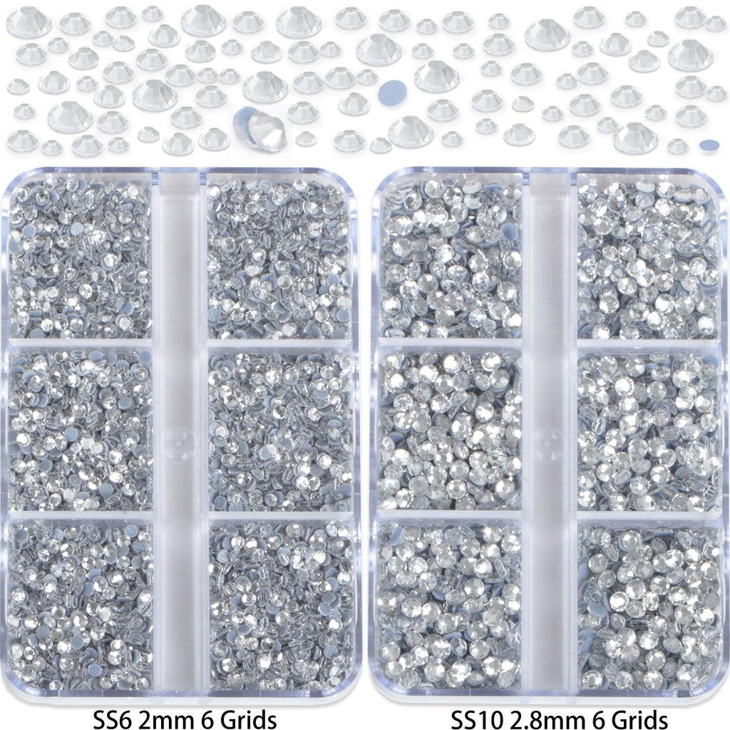 QOGIR 10000 Pieces Mixed Size Clear Hotfix Rhinestones – 4 Boxes with Tweezers & Picking Pen