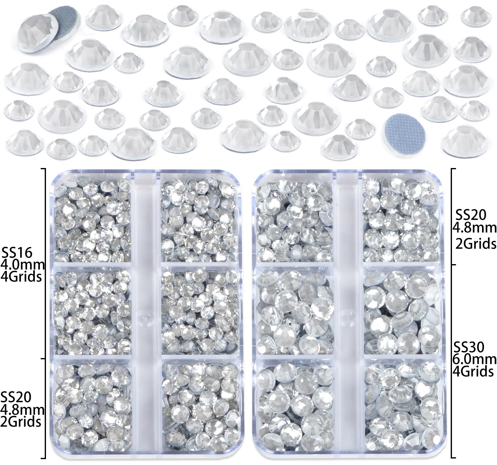 QOGIR 10000 Pieces Mixed Size Clear Hotfix Rhinestones – 4 Boxes with Tweezers & Picking Pen