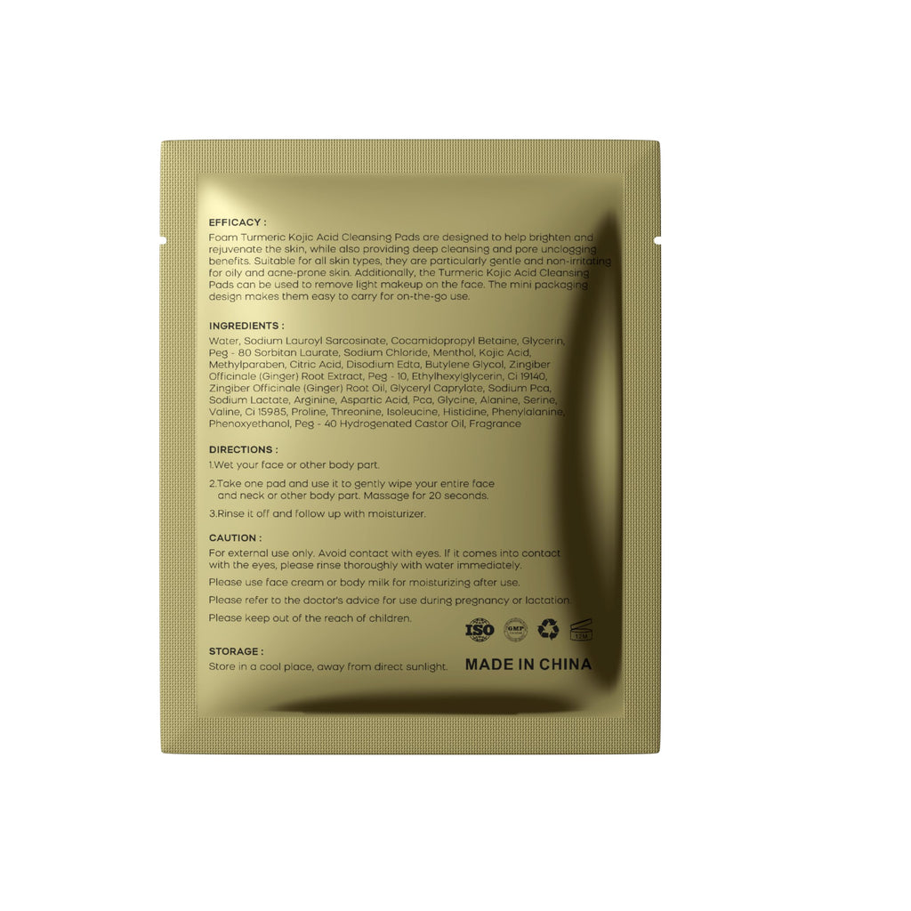 QOOQ Turmeric Kojic Acid Cleansing Pads – Individually Sealed, Fresh (60 Pads)