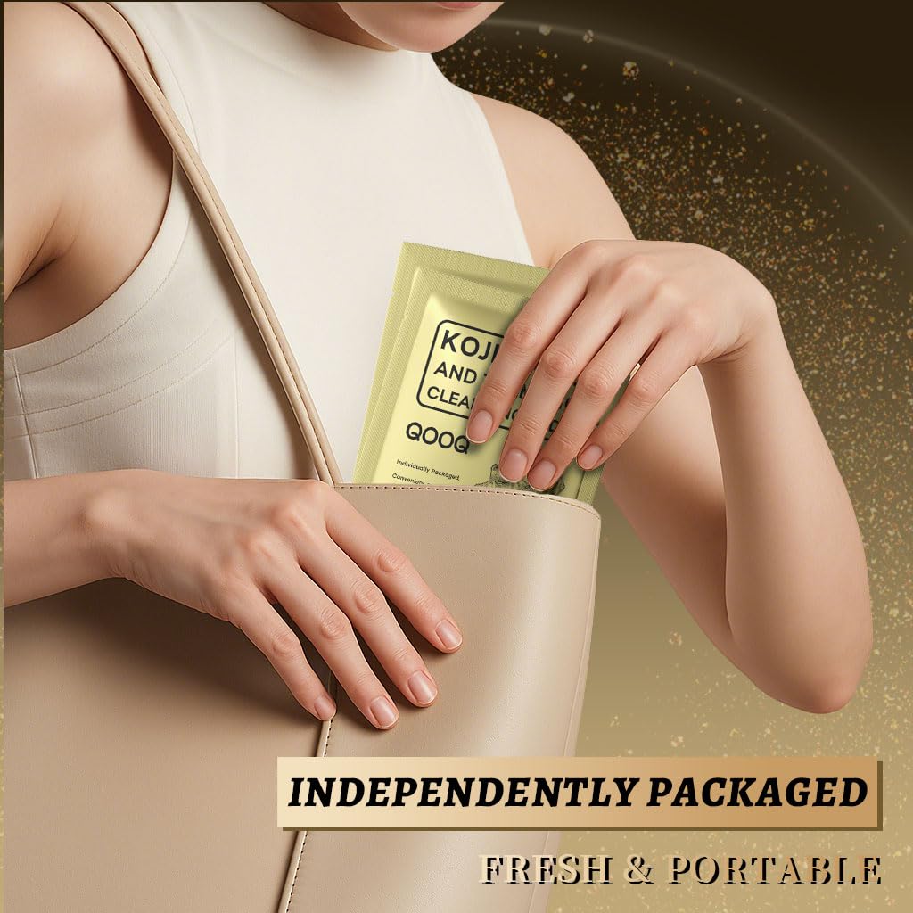 QOOQ Turmeric Kojic Acid Cleansing Pads – Individually Sealed, Fresh (60 Pads)