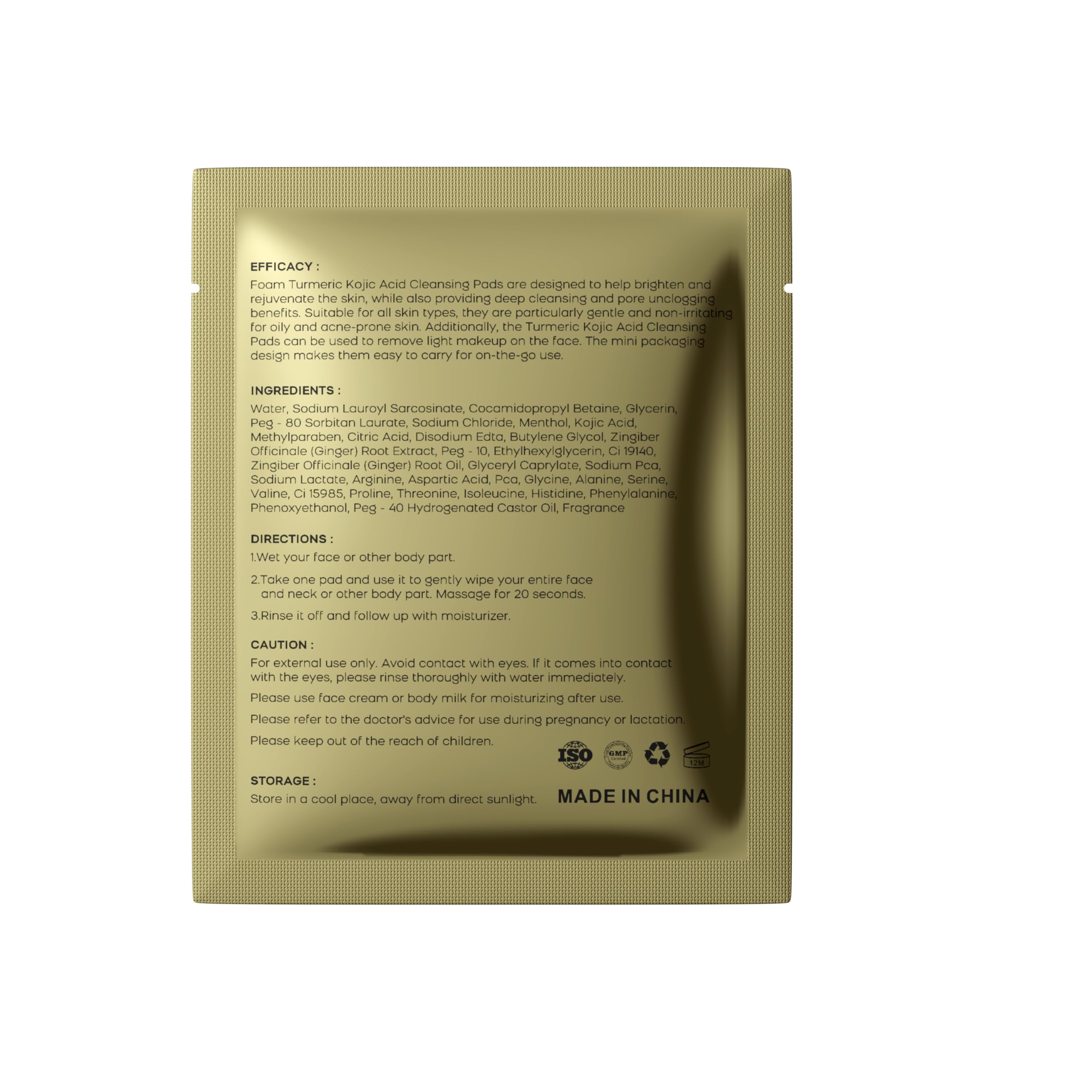 QOOQ Turmeric Kojic Acid Cleansing Pads – Individually Sealed Travel-Size (20 Pads) | Gentle Brightening Exfoliator