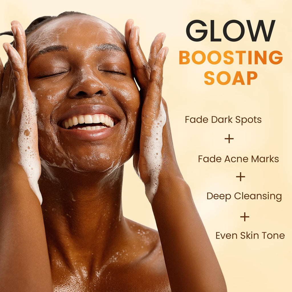 QOOQ Turmeric Kojic Acid Soap – Brightening Face & Body Wash with Vitamin C & E (120g x 2)