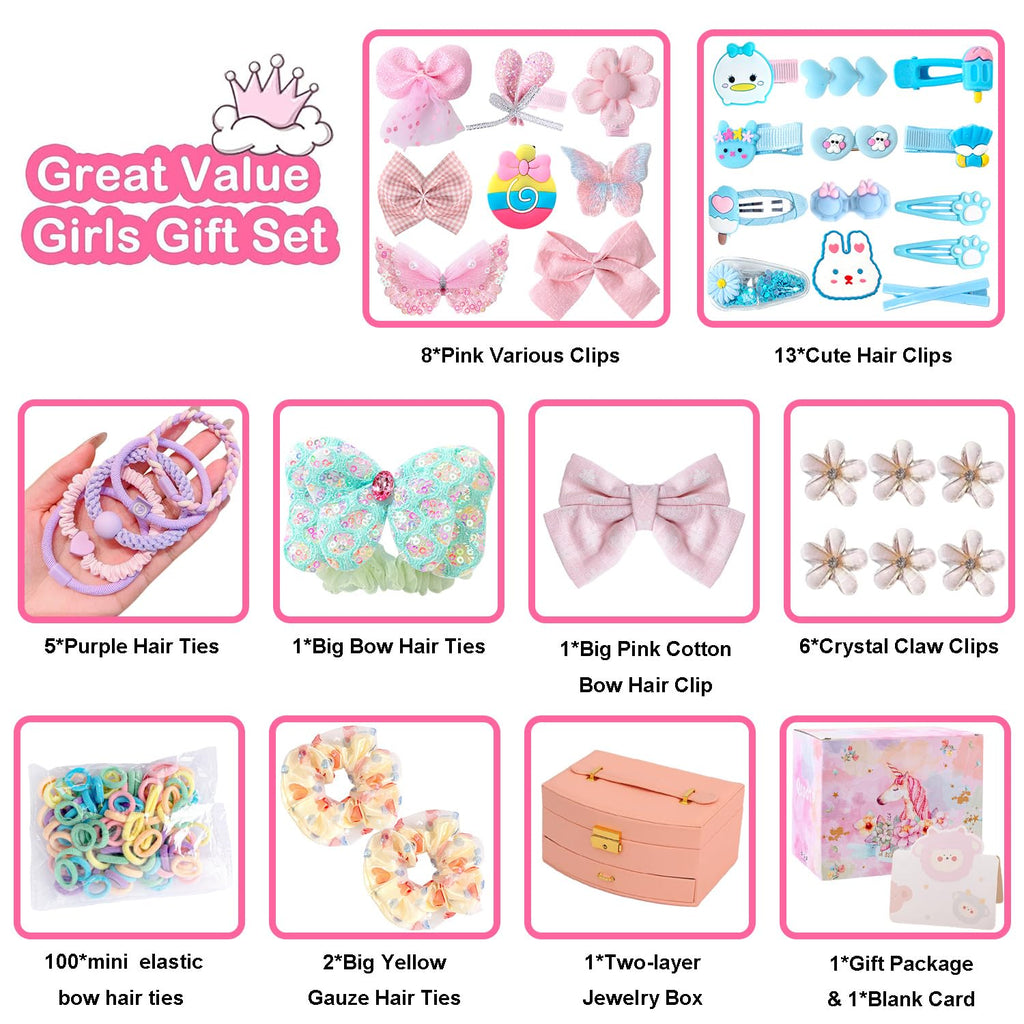 Qopoto Hair Accessories Kit for Girls – 139-Piece Gift Set in Colorful Case (Ages 4-15)