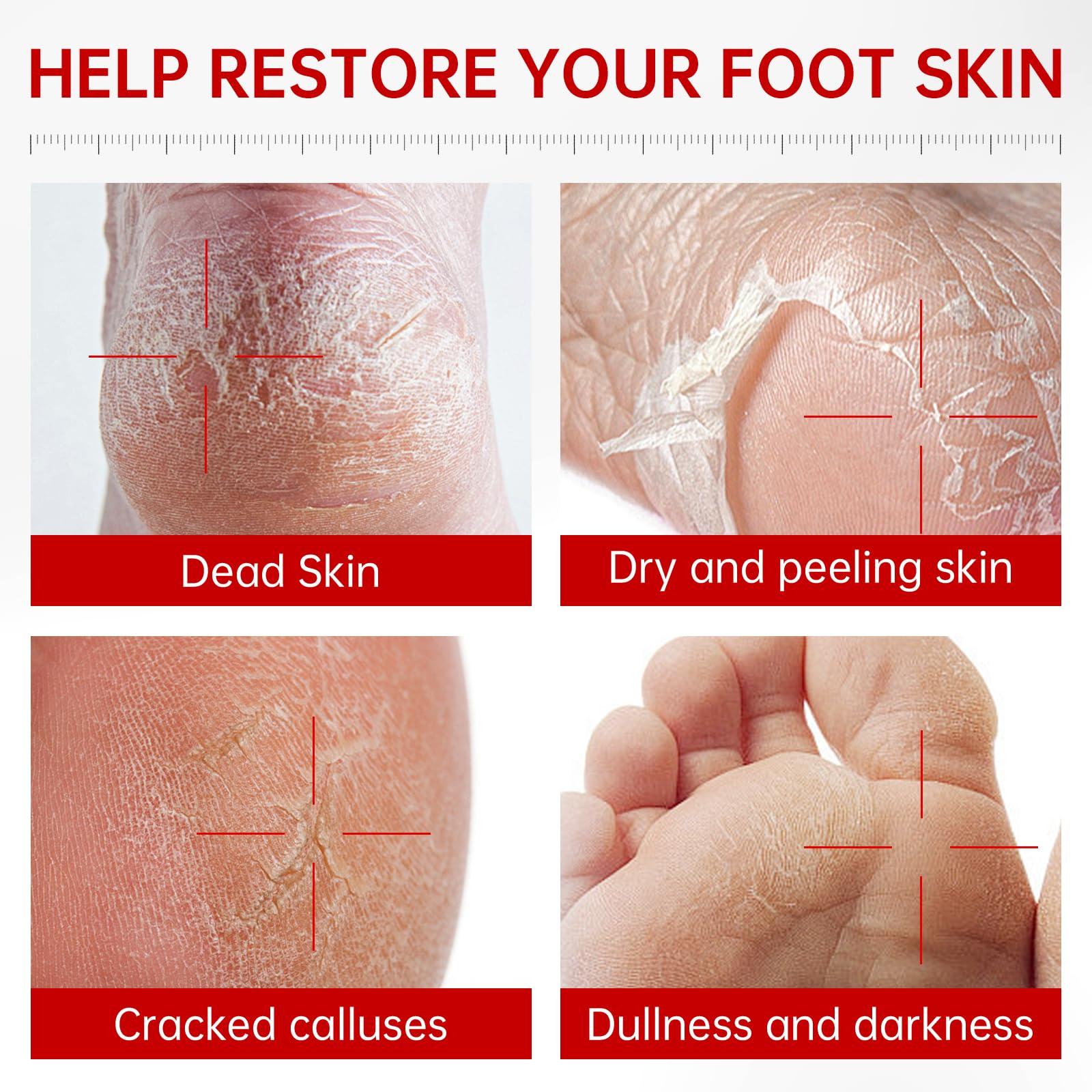QQE 3 Pack Foot Peeling Mask – Hydrating Exfoliating Foot Care for Dry, Cracked Feet
