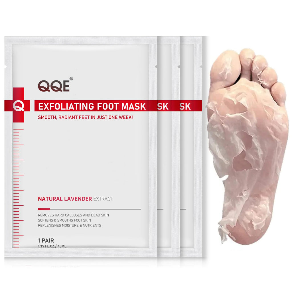 QQE 3 Pack Foot Peeling Mask – Hydrating Exfoliating Foot Care for Dry, Cracked Feet