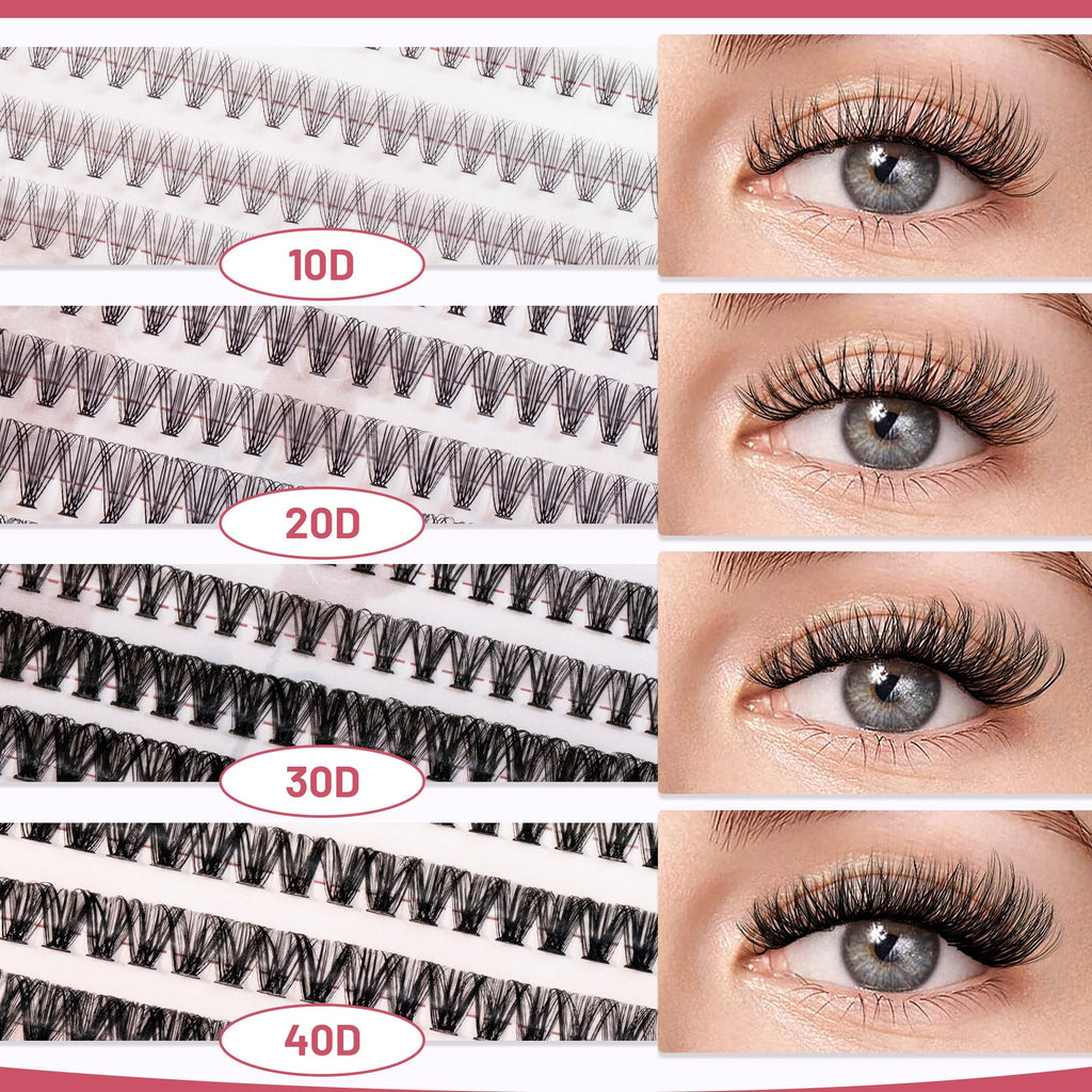 QUAFFLY Valentine's Day Eyelash Gift Set – 8-Style DIY Lash Extension Kit (1896 Pcs, 8–18mm D-Curl)