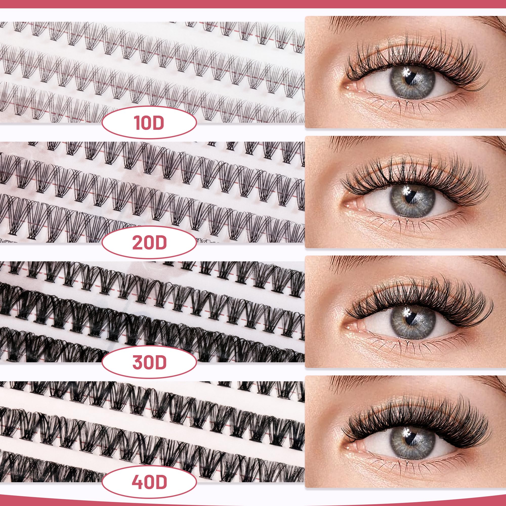 QUAFFLY Valentine's Day Eyelash Gift Set – 8-Style DIY Lash Extension Kit (1896 Pcs, 8–18mm D-Curl)
