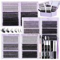 QUAFFLY DIY Lash Extension Kit 1676Pcs – D-Curl Spike Lashes, Bottom Lashes, Bond & Seal